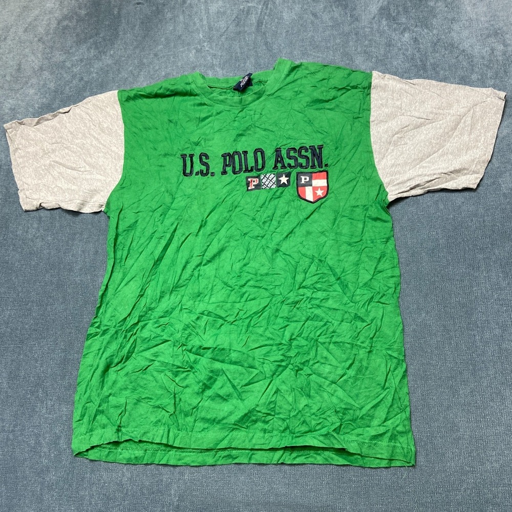 Vintage U.S. Polo Assn T-Shirt Mens XL Green Gray Logo Short Sleeve Crew Neck